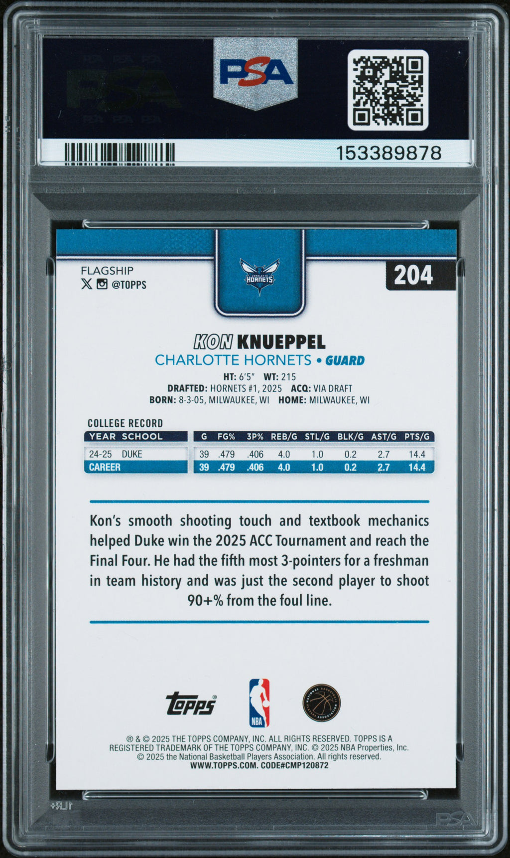 2025-26 Topps #204 Kon Knueppel Season Tip Off PSA 9