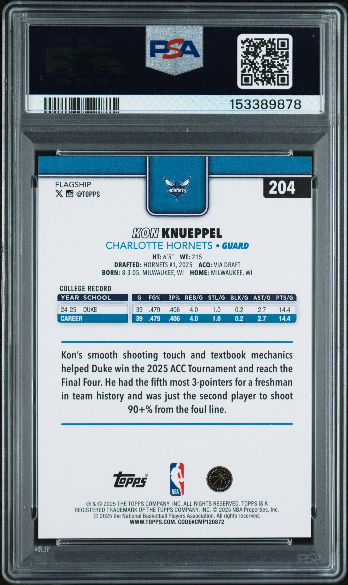 2025-26 Topps #204 Kon Knueppel Season Tip Off PSA 9
