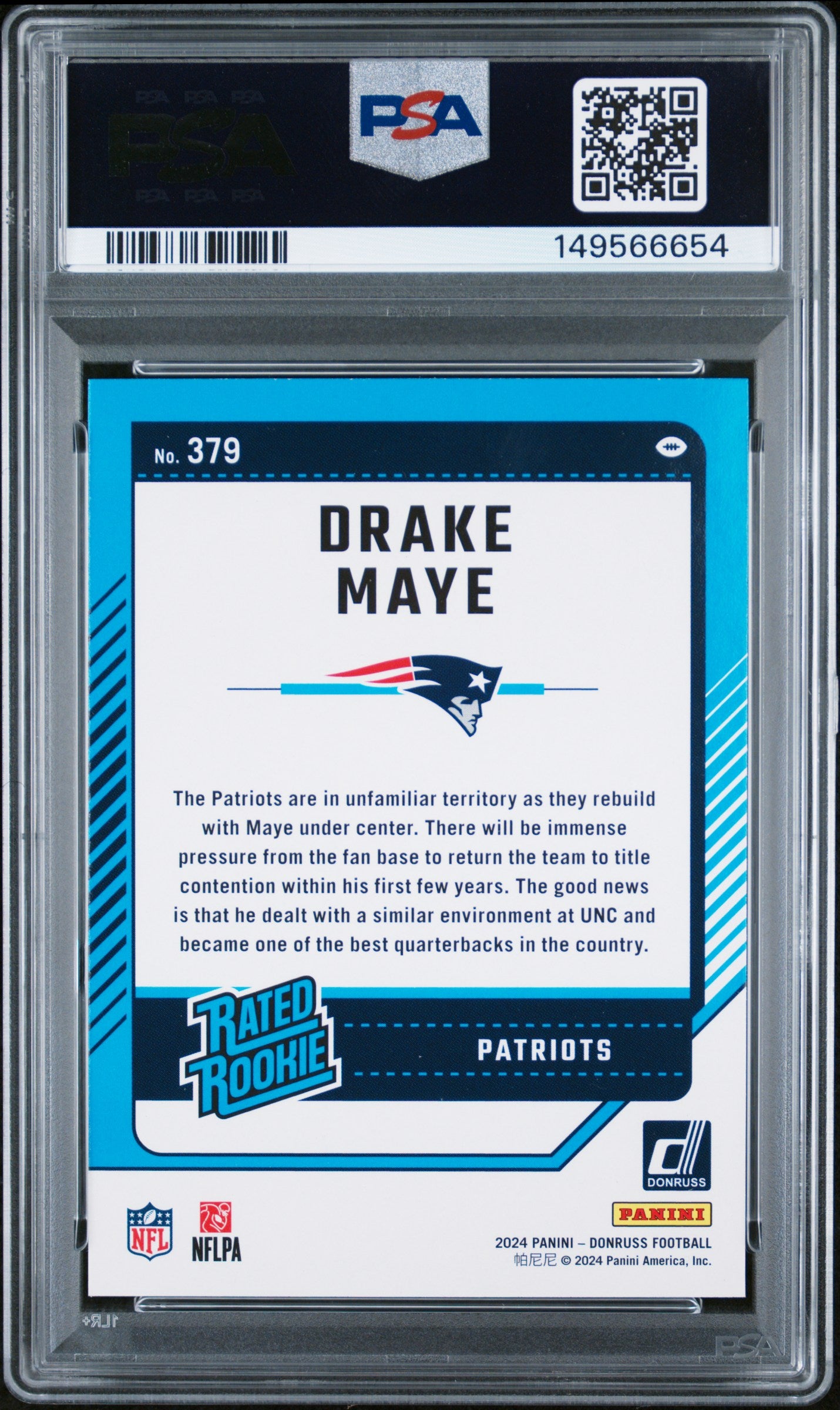 2024 Donruss #379 Drake Maye PSA 10