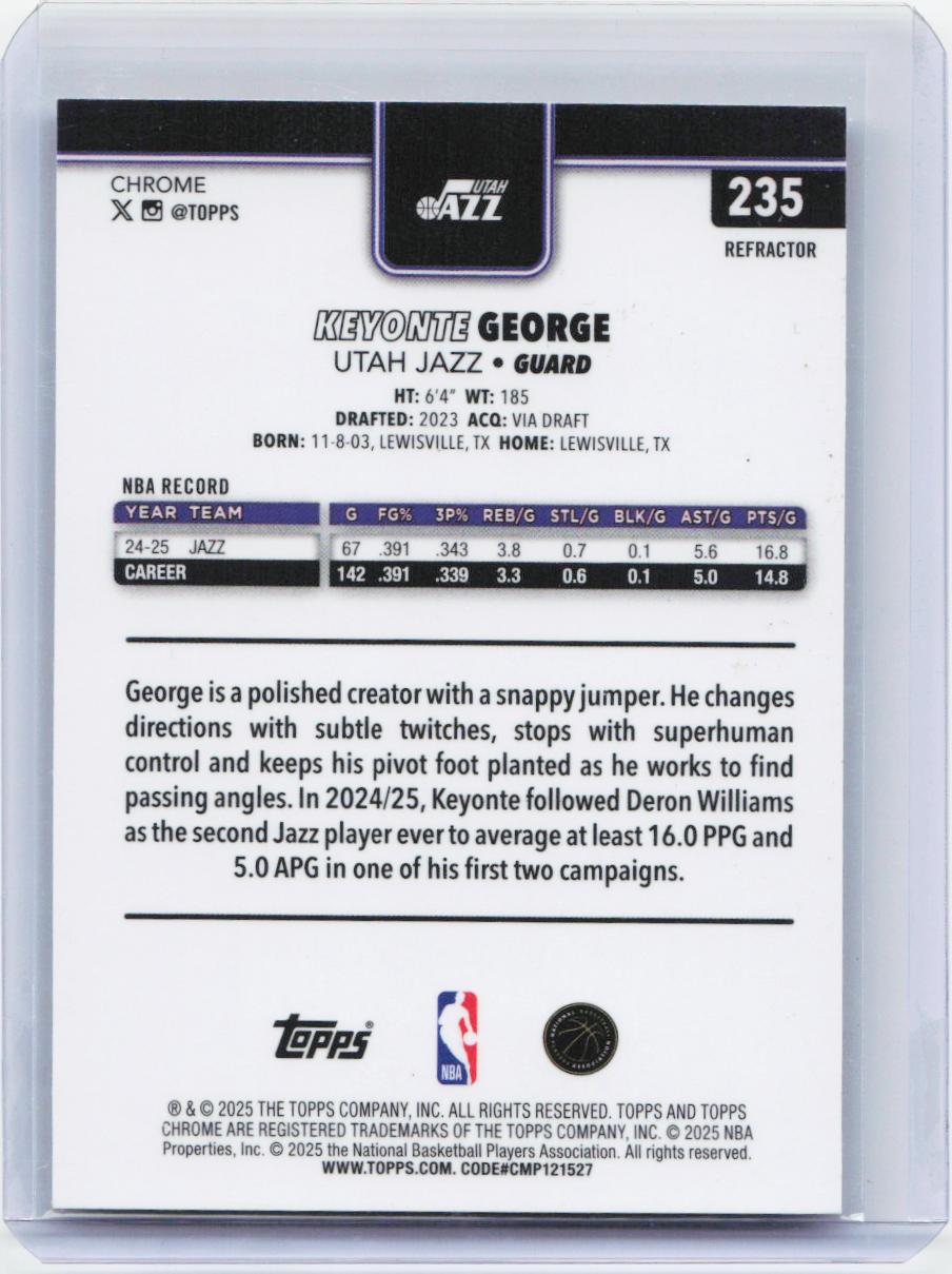 2025-26 Topps Chrome #235 Keyonte George Refractor