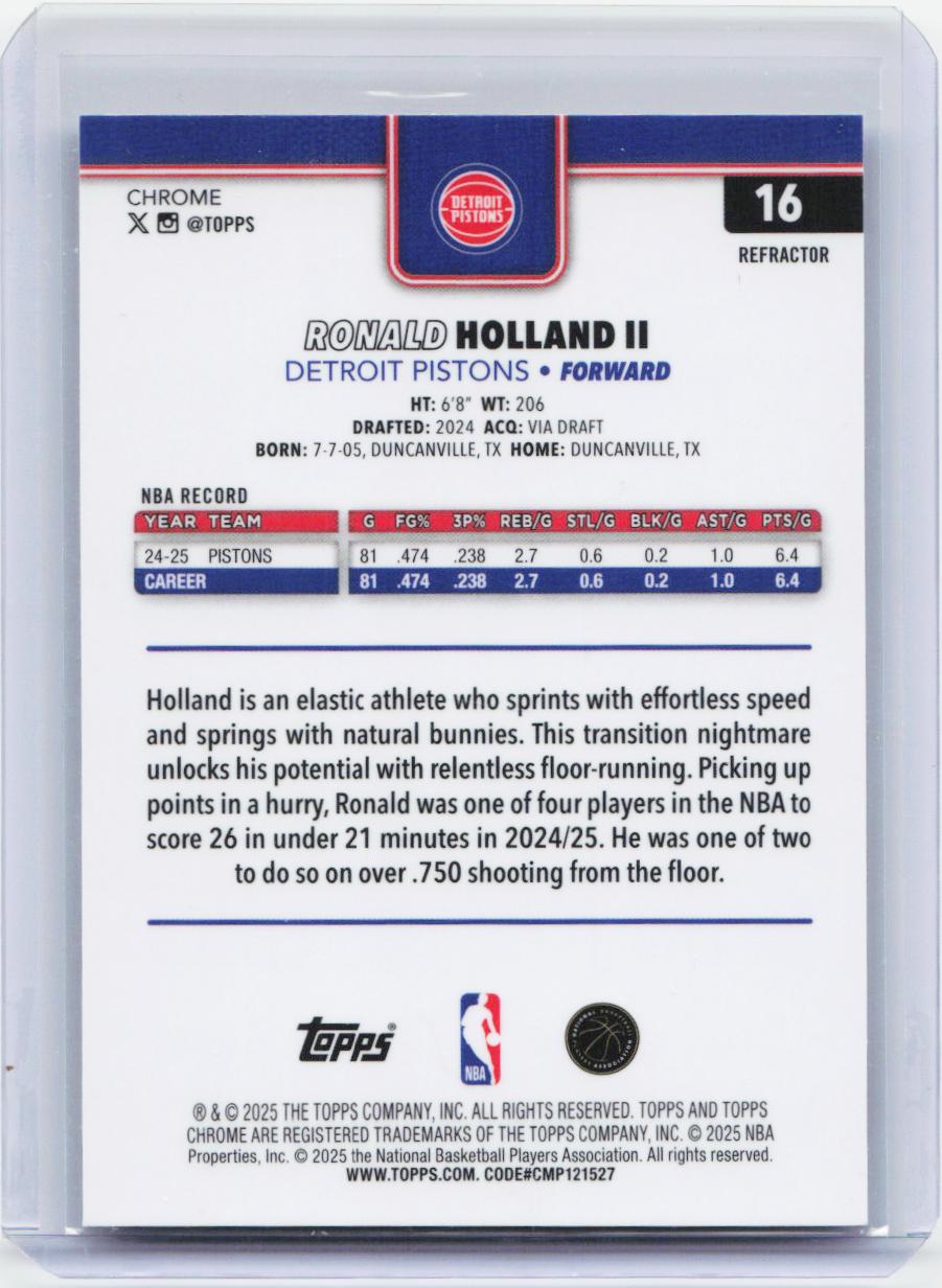 2025-26 Topps Chrome #16 Ron Holland II Refractor