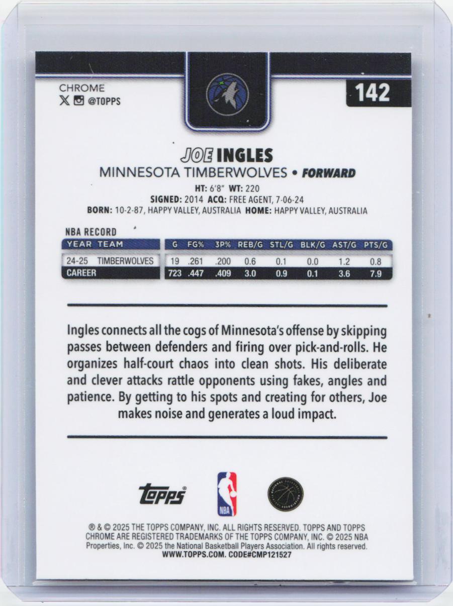 2025-26 Topps Chrome #142 Joe Ingles Red White and Blue Refractor