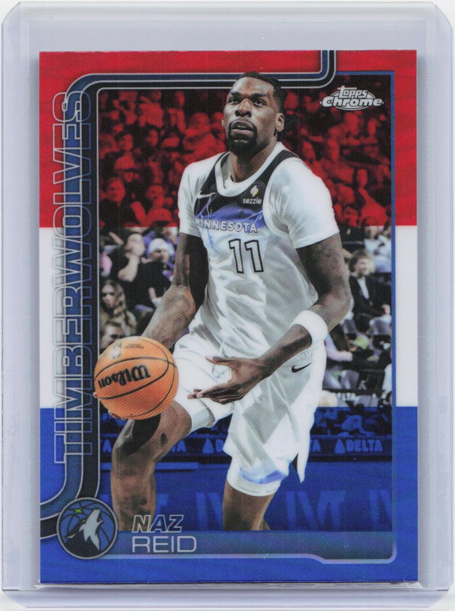 2025-26 Topps Chrome #156 Naz Reid Red White and Blue Refractor