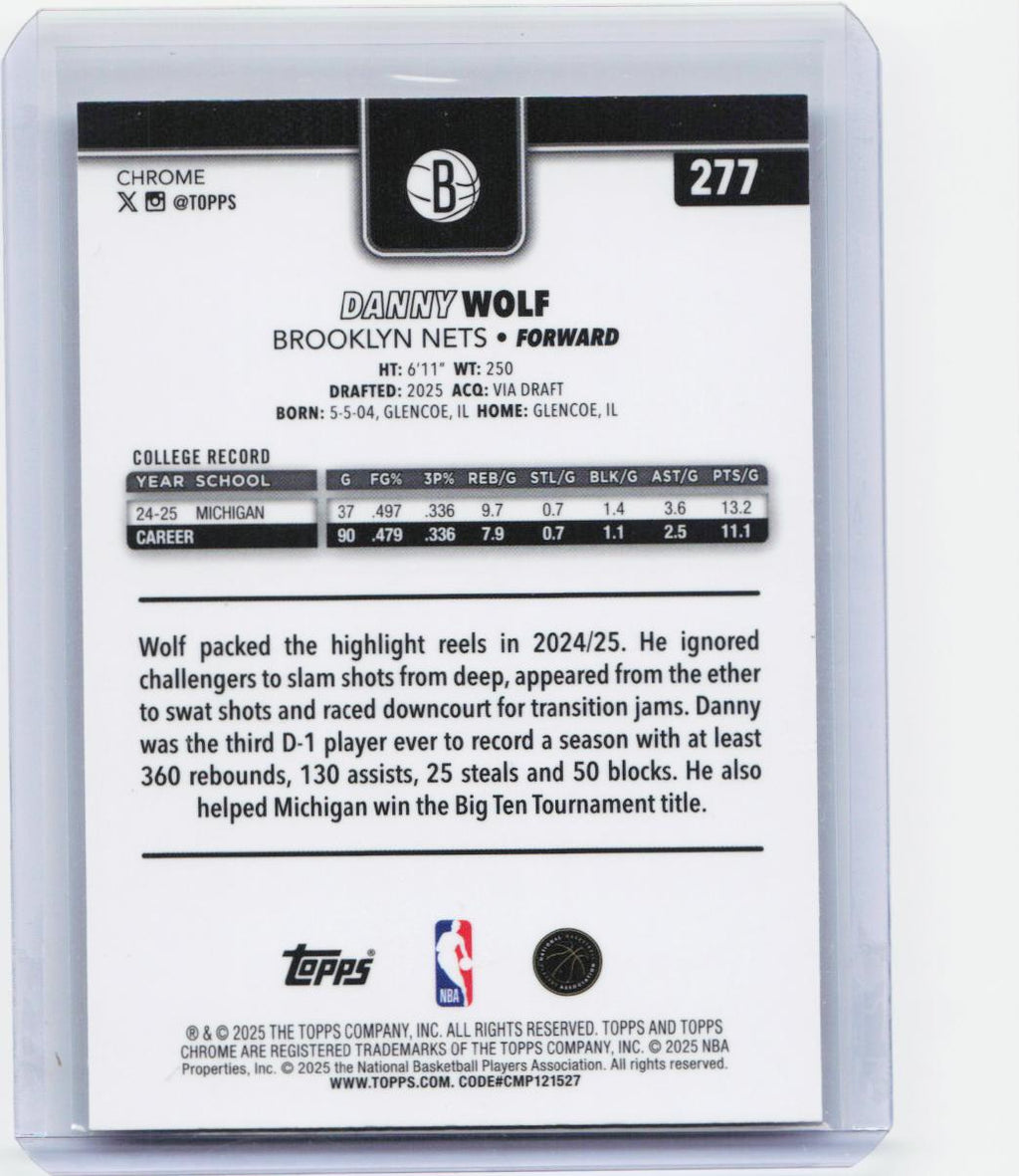 2025-26 Topps Chrome #277 Danny Wolf RayWave Refractor