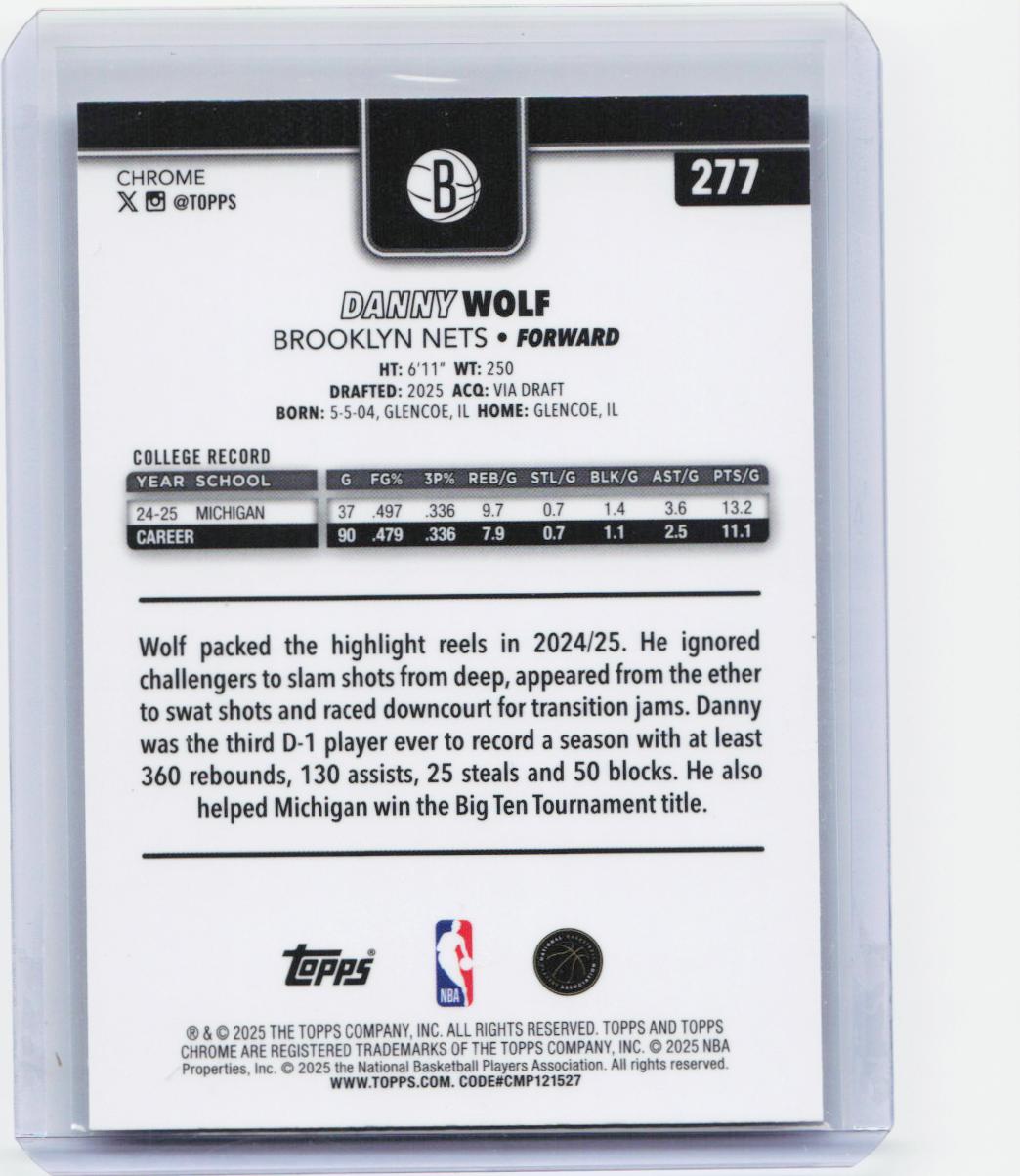 2025-26 Topps Chrome #277 Danny Wolf RayWave Refractor