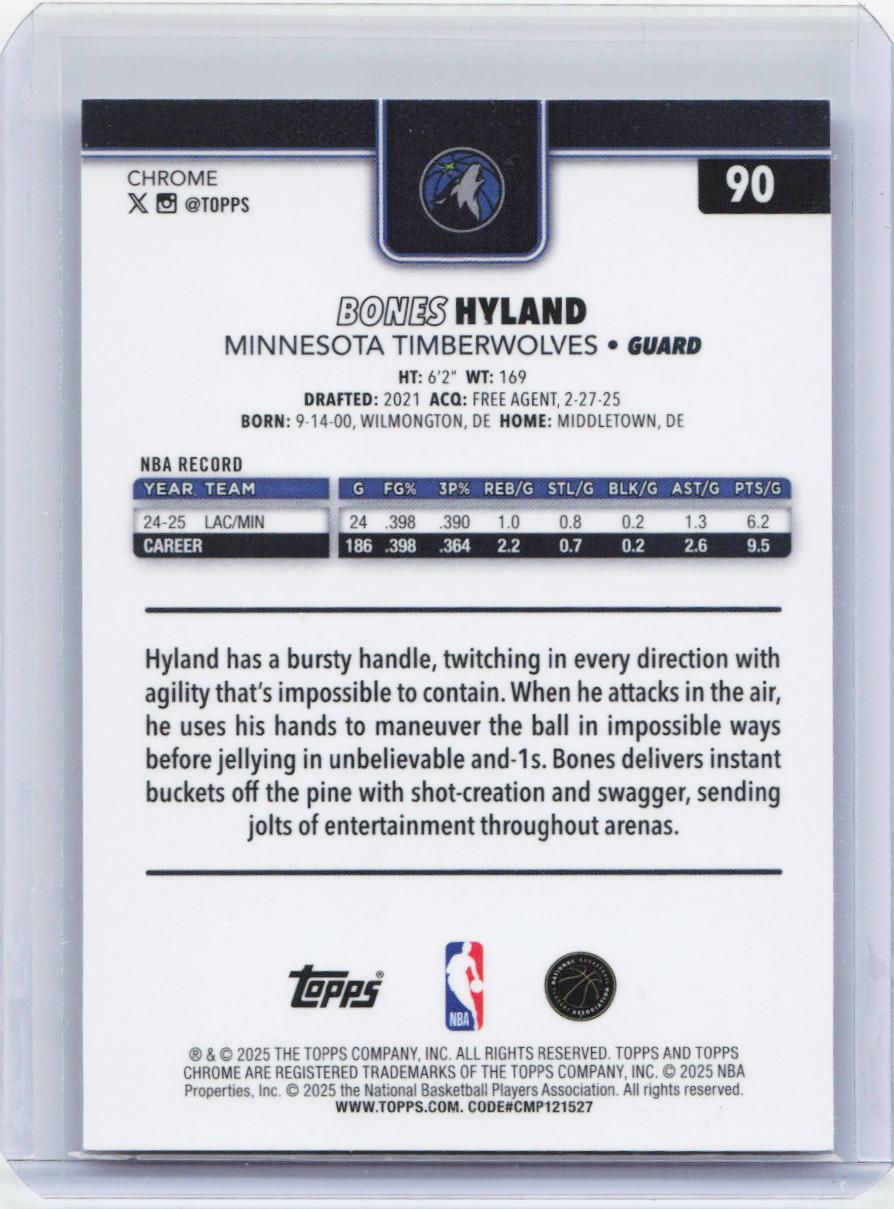 2025-26 Topps Chrome #90 Bones Hyland Prism Refractor