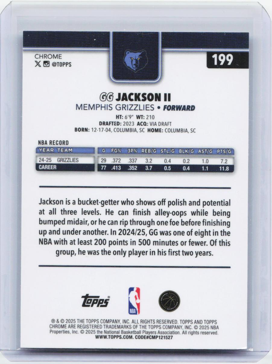 2025-26 Topps Chrome #199 GG Jackson II Prism Refractor