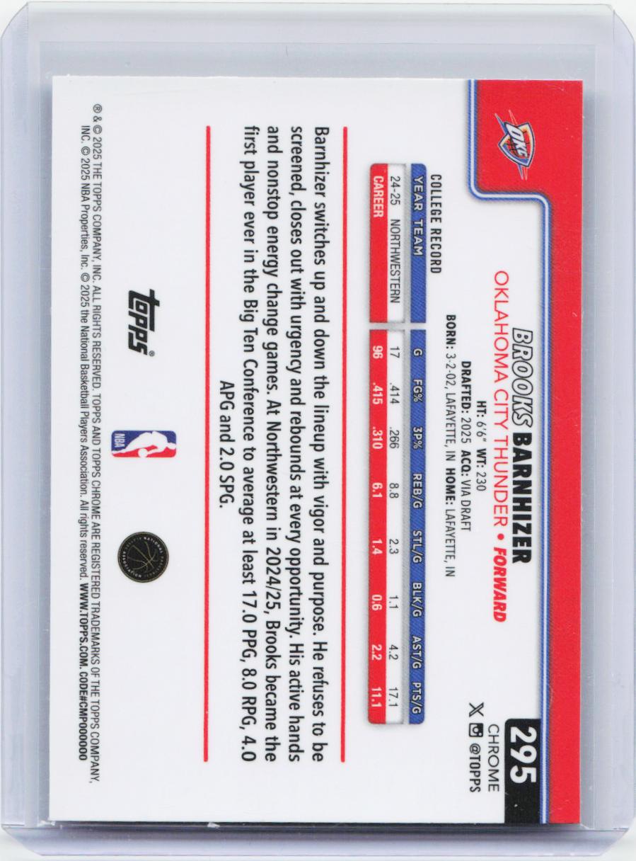 2025-26 Topps Chrome #295 Brooks Barnhizer
