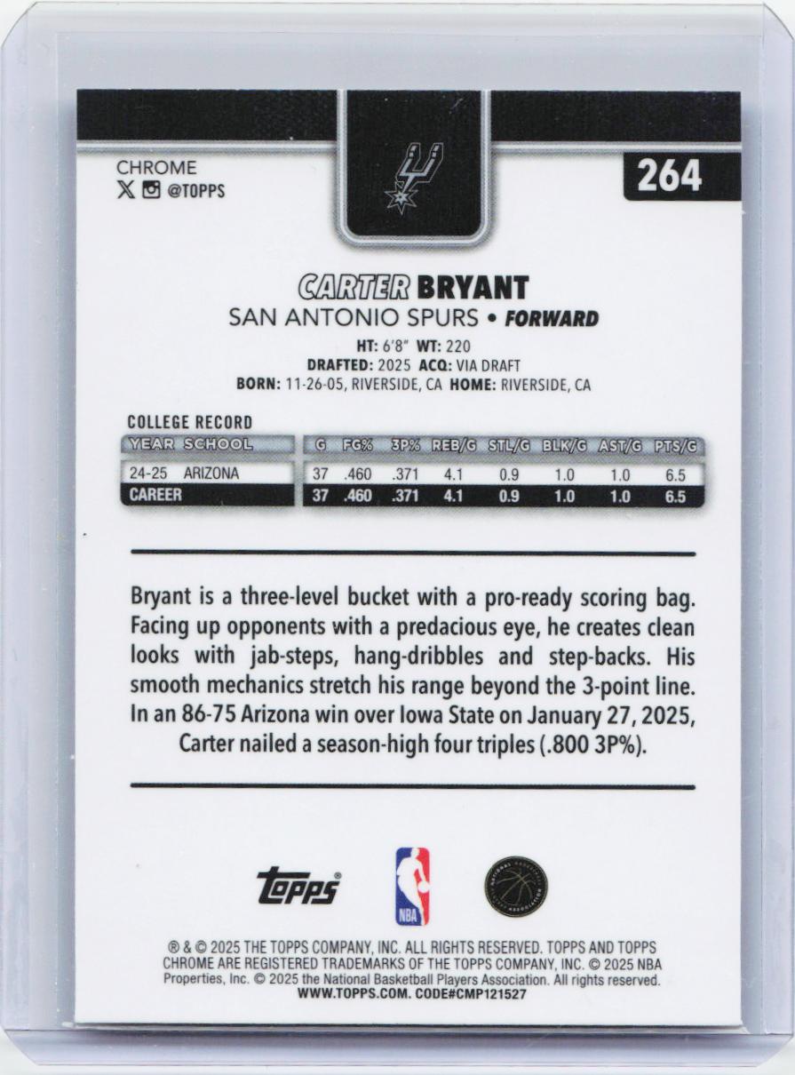 2025-26 Topps Chrome #264 Carter Bryant