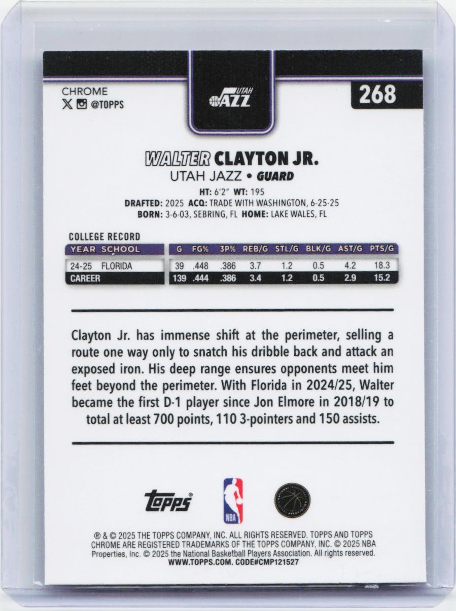 2025-26 Topps Chrome #268 Walter Clayton Jr.