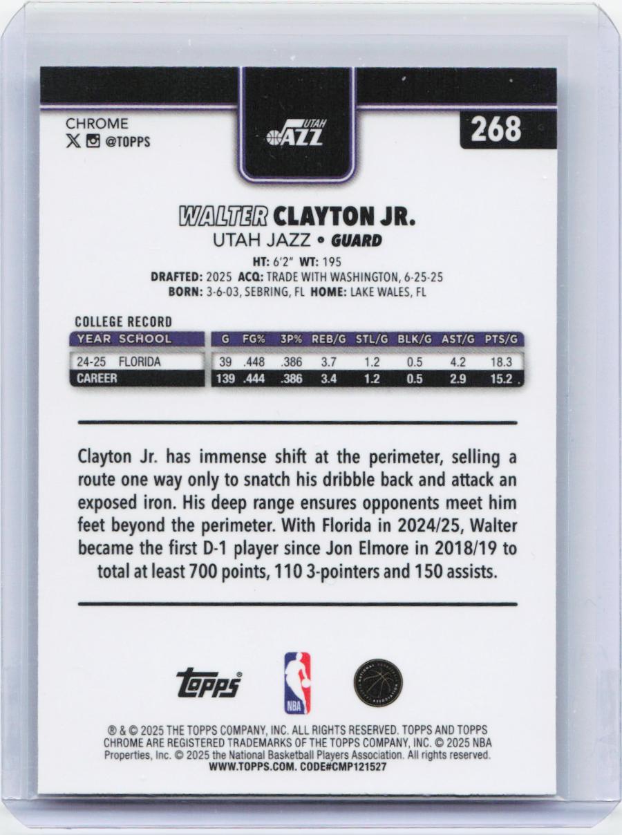 2025-26 Topps Chrome #268 Walter Clayton Jr.
