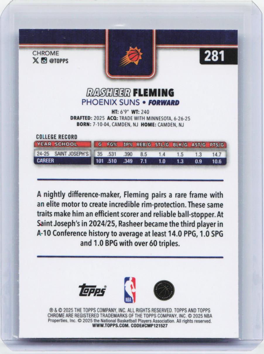 2025-26 Topps Chrome #281 Rasheer Fleming
