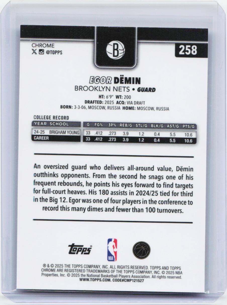 2025-26 Topps Chrome #258 Egor Dëmin
