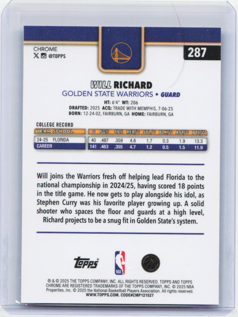 2025-26 Topps Chrome #287 Will Richard