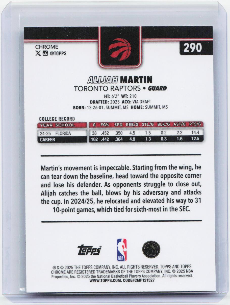 2025-26 Topps Chrome #290 Alijah Martin