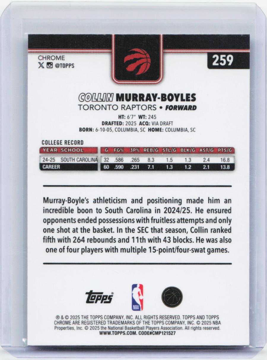 2025-26 Topps Chrome #259 Collin Murray-Boyles
