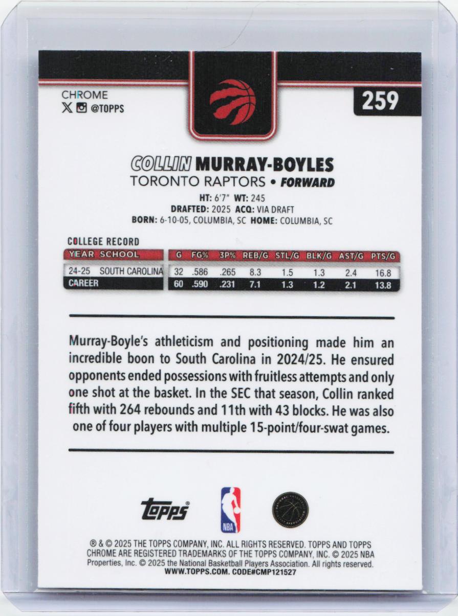 2025-26 Topps Chrome #259 Collin Murray-Boyles
