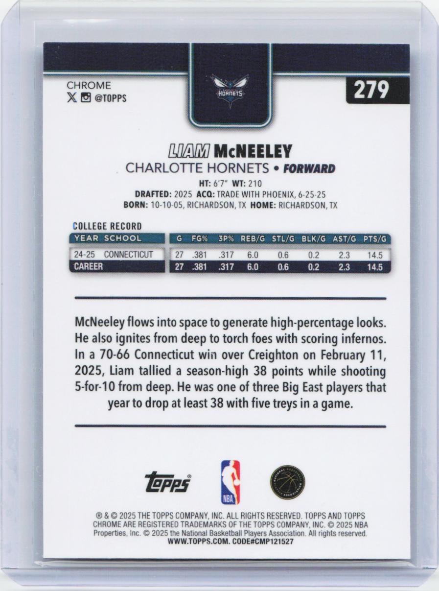 2025-26 Topps Chrome #279 Liam McNeeley