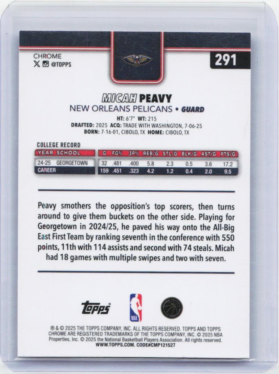 2025-26 Topps Chrome #291 Micah Peavy