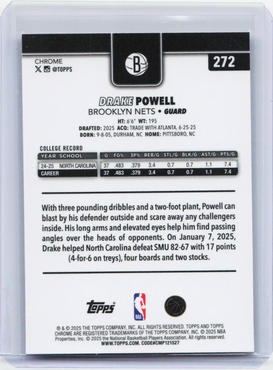 2025-26 Topps Chrome #272 Drake Powell