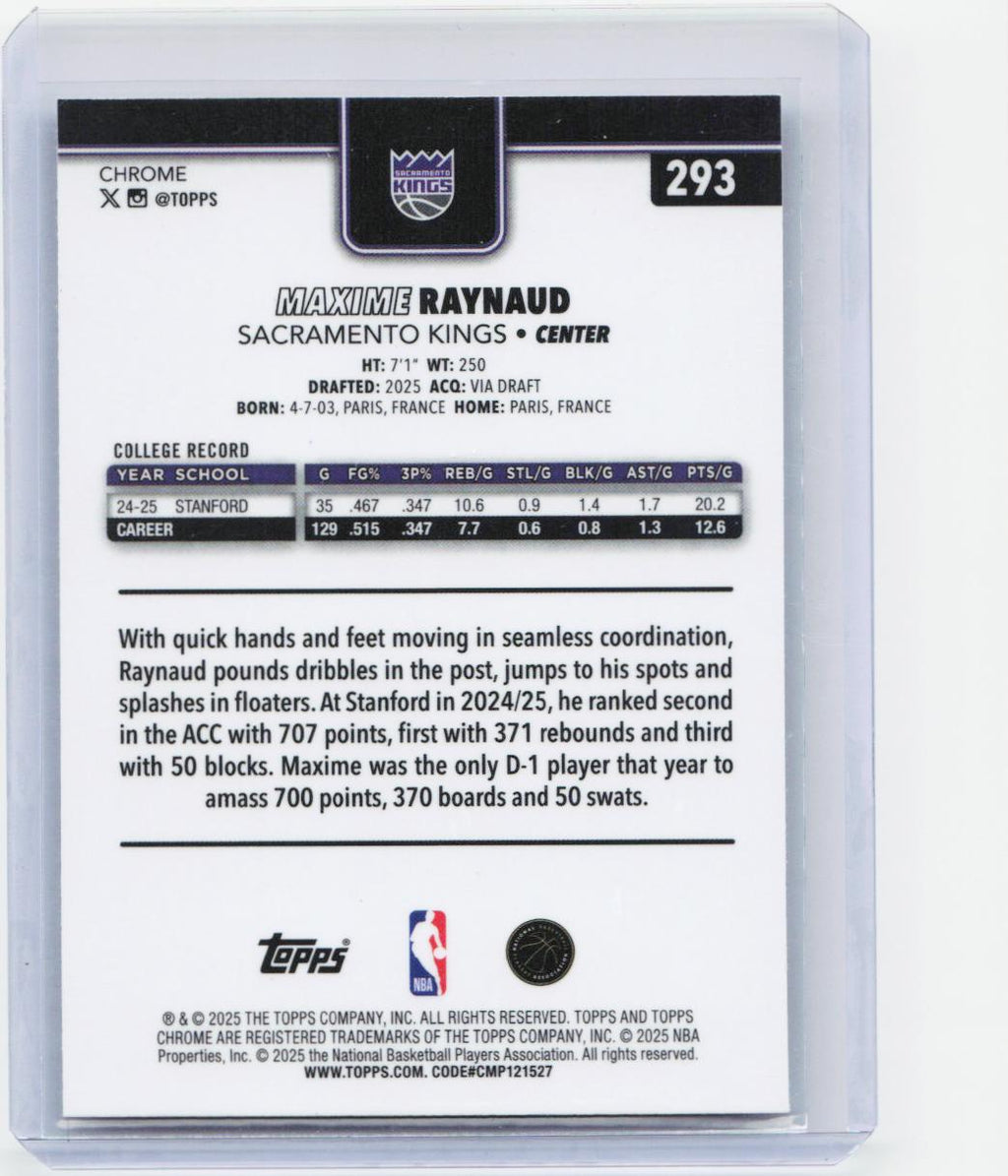 2025-26 Topps Chrome #293 Maxime Raynaud