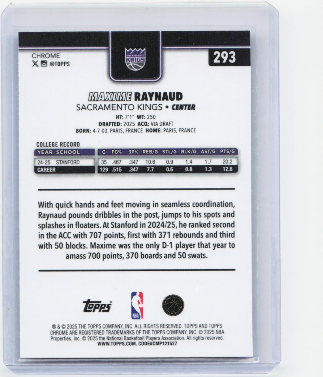 2025-26 Topps Chrome #293 Maxime Raynaud