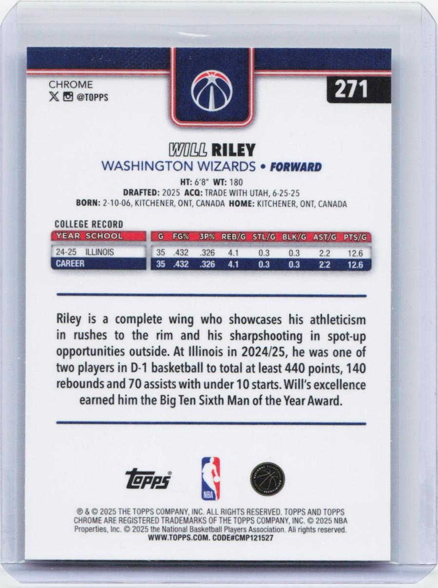 2025-26 Topps Chrome #271 Will Riley