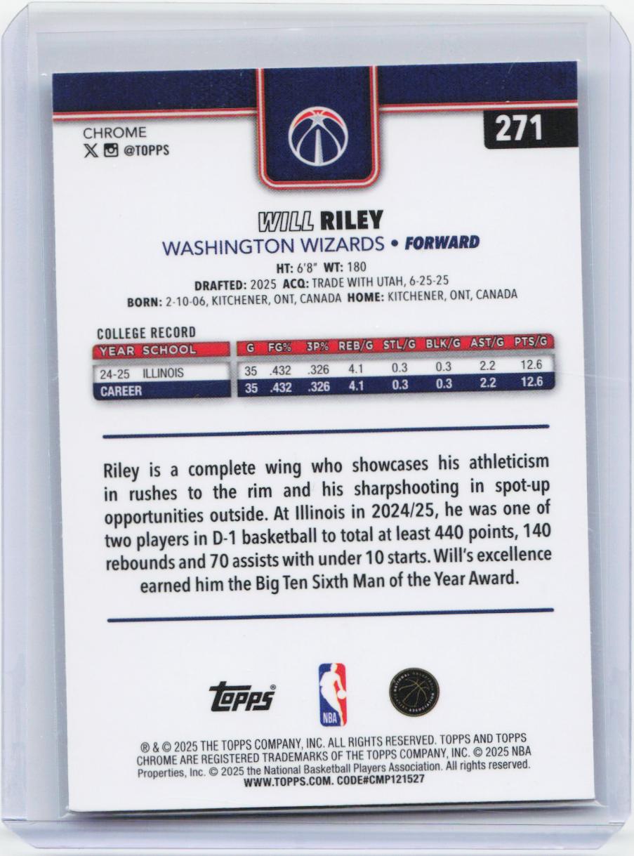 2025-26 Topps Chrome #271 Will Riley