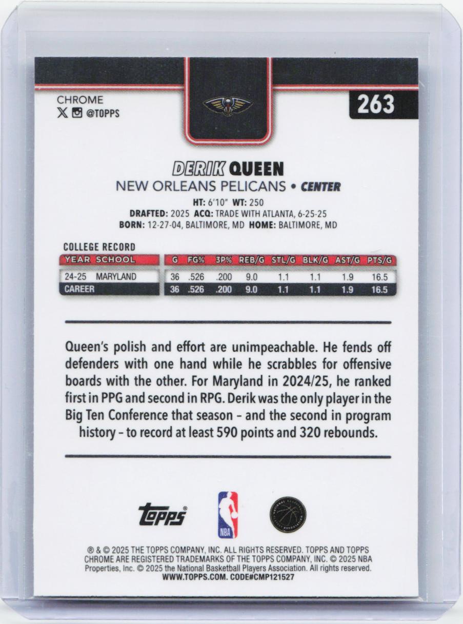 2025-26 Topps Chrome #263 Derik Queen