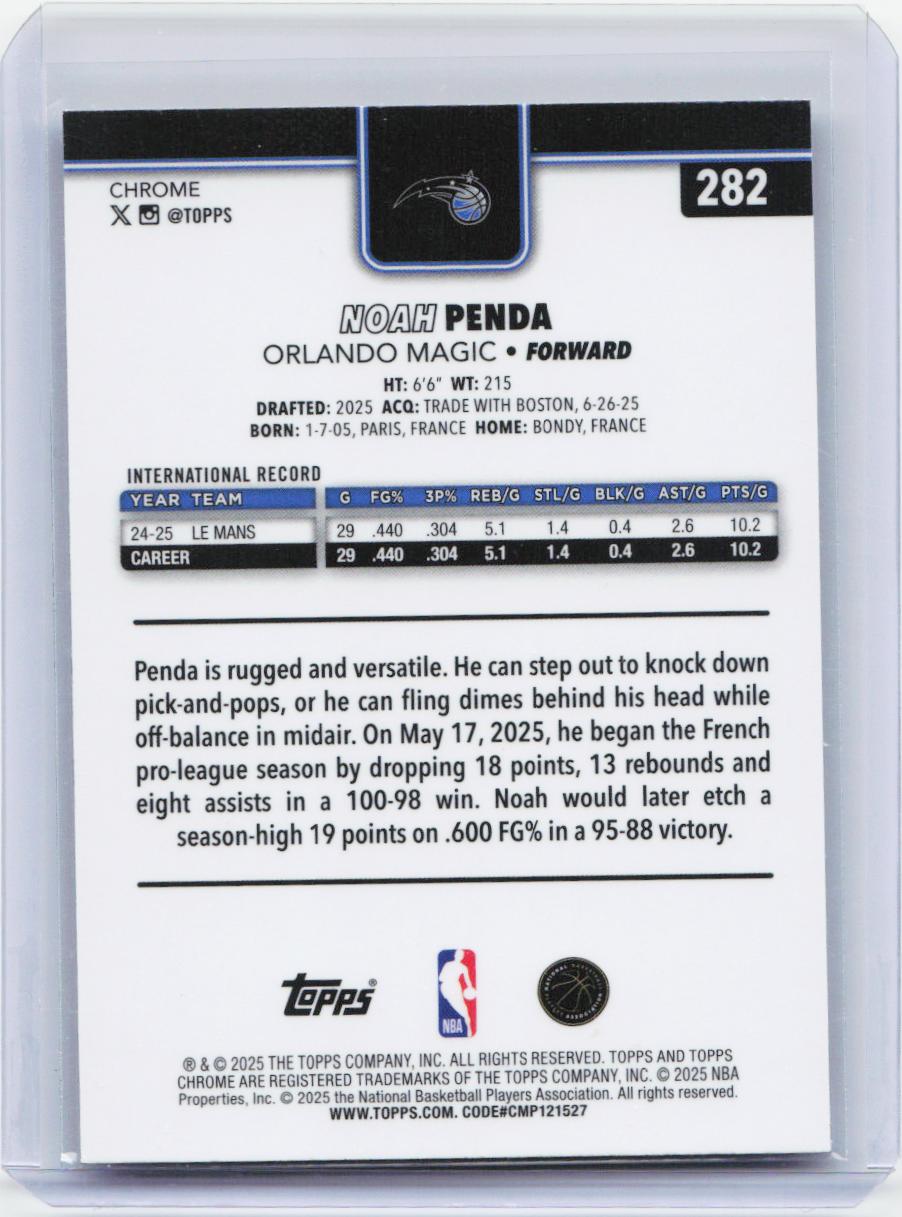 2025-26 Topps Chrome #282 Noah Penda
