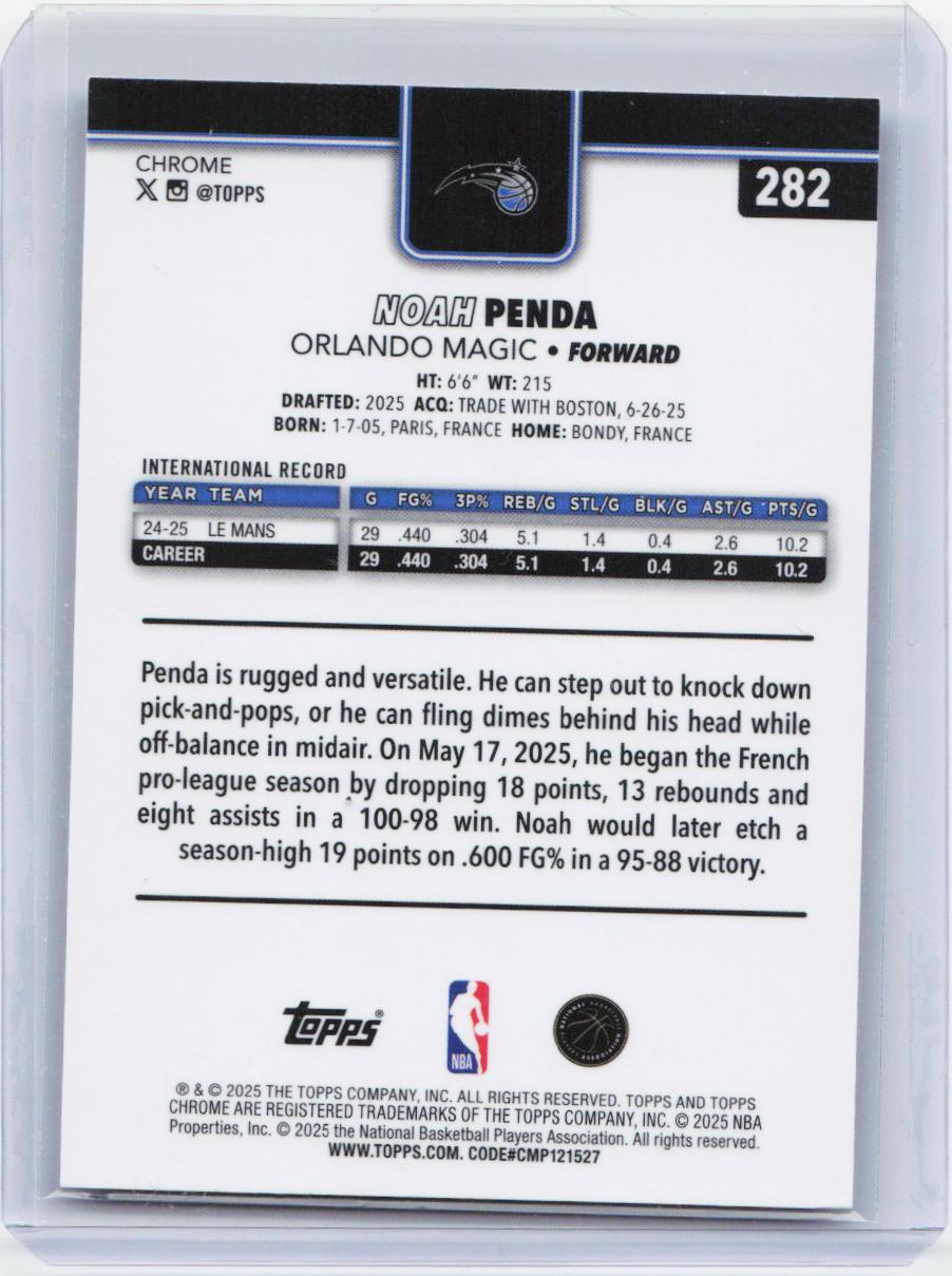 2025-26 Topps Chrome #282 Noah Penda