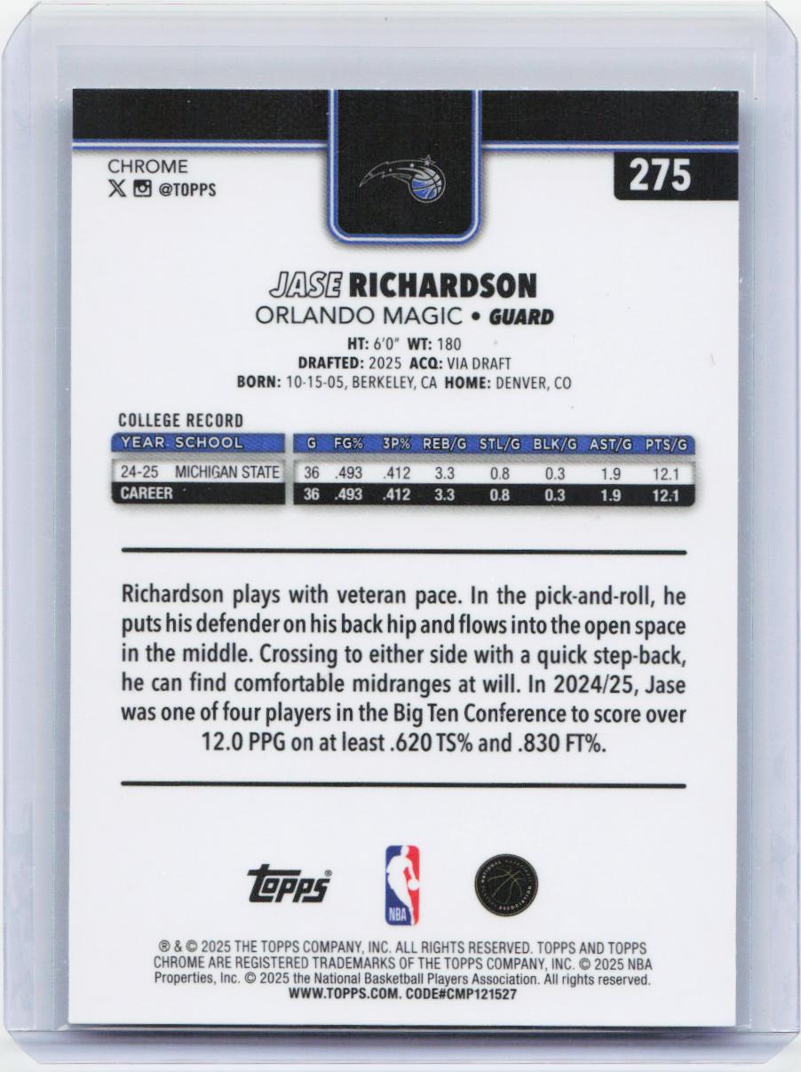 2025-26 Topps Chrome #275 Jase Richardson