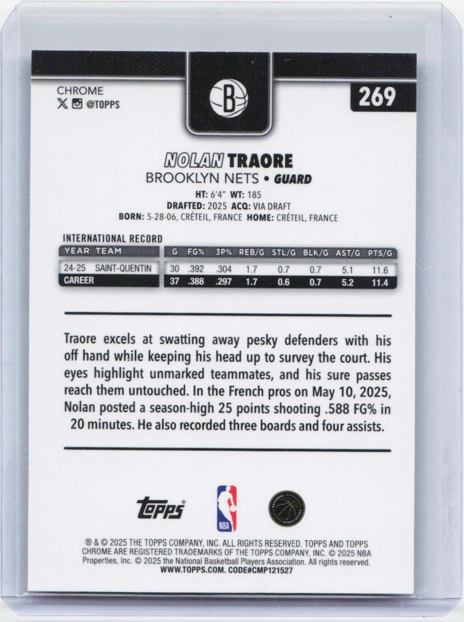 2025-26 Topps Chrome #269 Nolan Traore