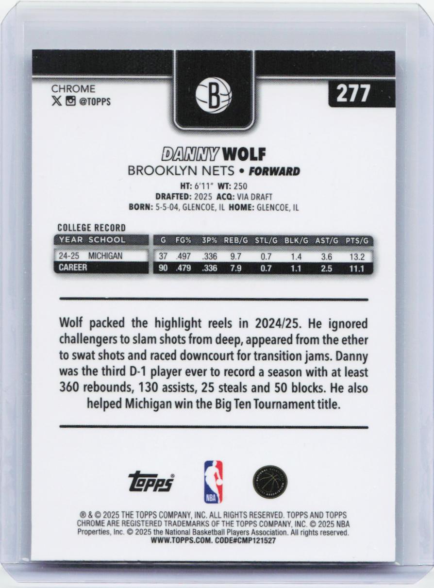 2025-26 Topps Chrome #277 Danny Wolf