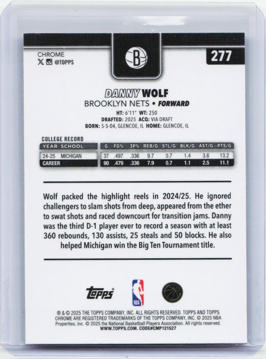 2025-26 Topps Chrome #277 Danny Wolf
