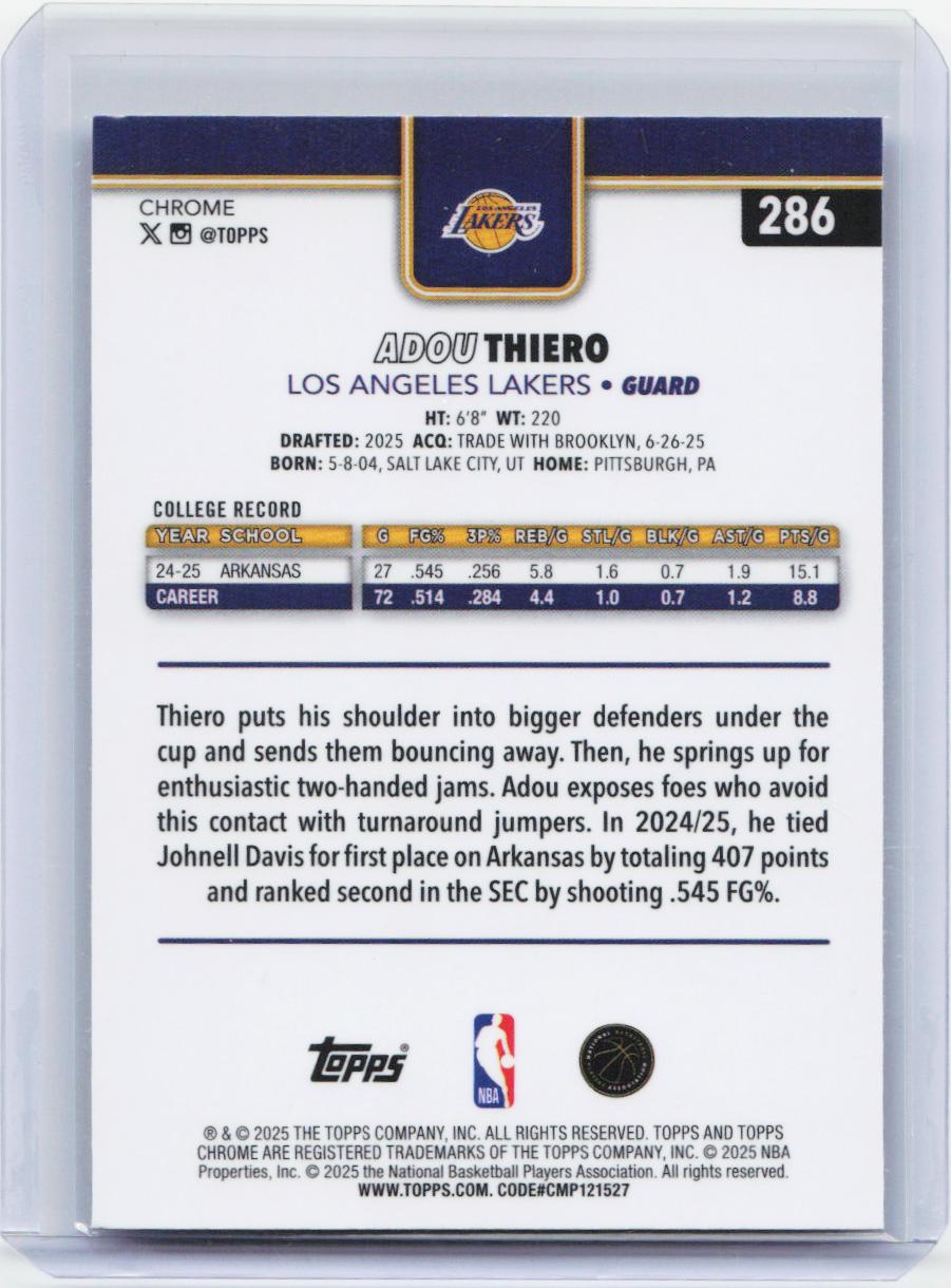 2025-26 Topps Chrome #286 Adou Thiero