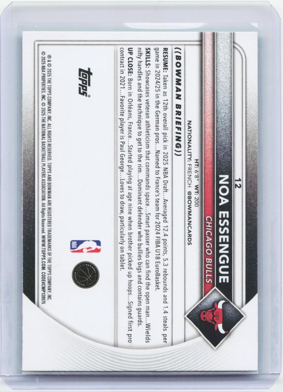 2025-26 Bowman #12 Noa Essengue Green Border #/99