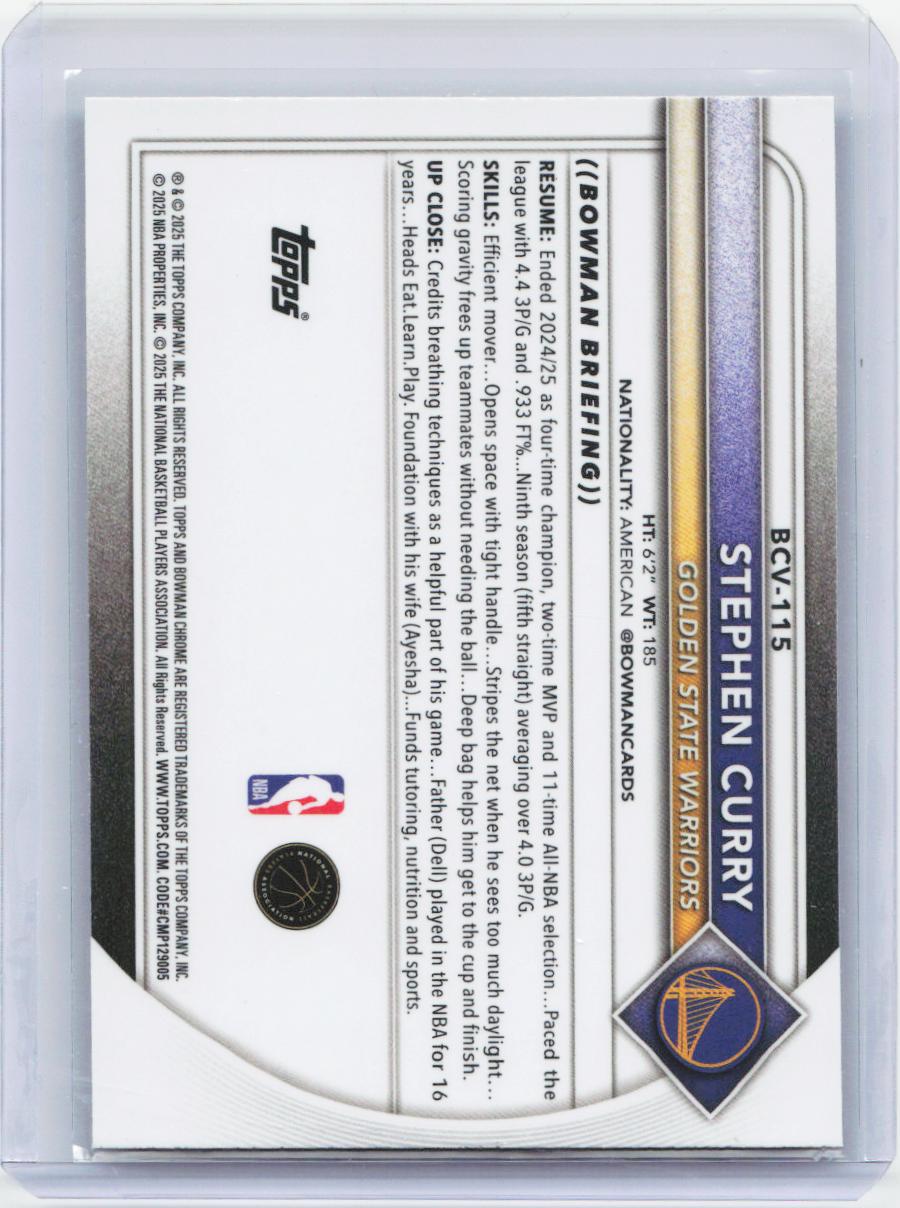 2025-26 Bowman #BCV-115 Stephen Curry Chrome Reptilian Refractor