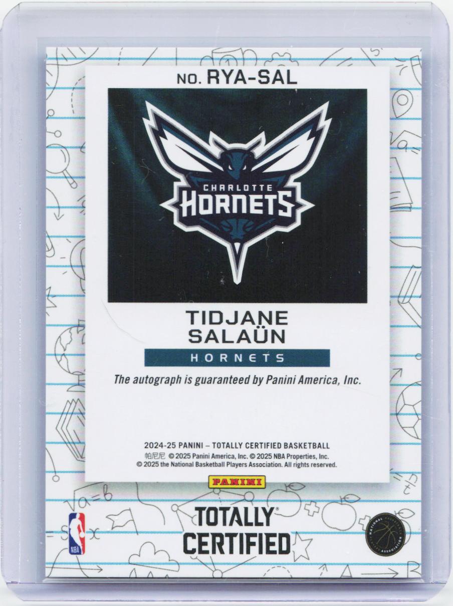 2024-25 Totally Certified #RYA-SAL Tidjane Salaun Rookie Yearbook Autographs