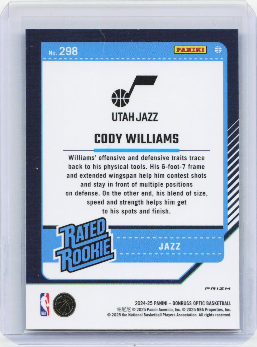 2024-25 Donruss Optic #298 Cody Williams Blue Velocity