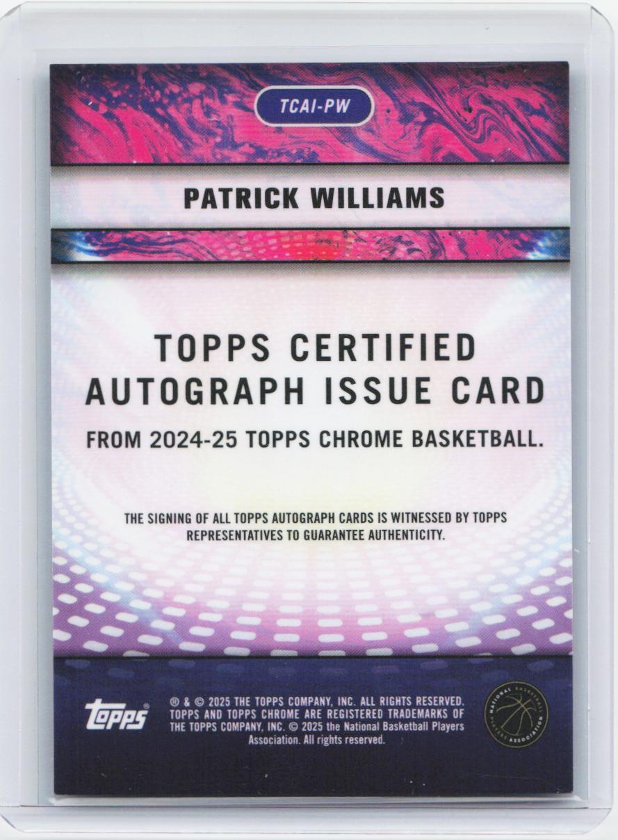 2024-25 Topps Chrome - Topps Certified Autograph Issue #TCAI-PW Patrick Williams