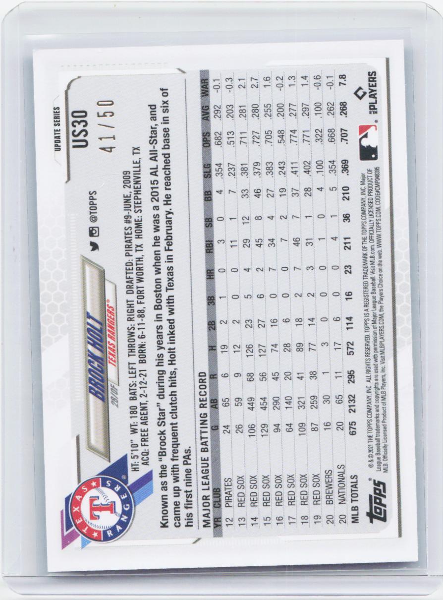 2021 Topps Update #US30 Brock Holt Father's Day Powder Blue #/50