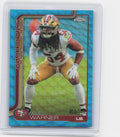 2025 Topps Chrome #268 Fred Warner Aqua Wave Refractor #/199