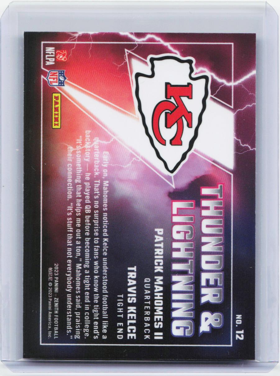 2023 Panini Zenith #12 Patrick Mahomes II / Travis Kelce Thunder and Lightning