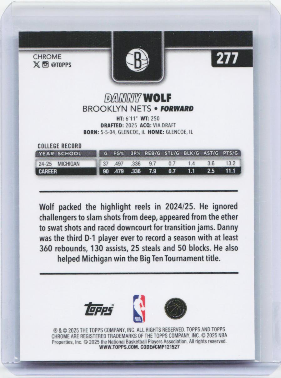 2025-26 Topps Chrome #277 Danny Wolf X-Fractor