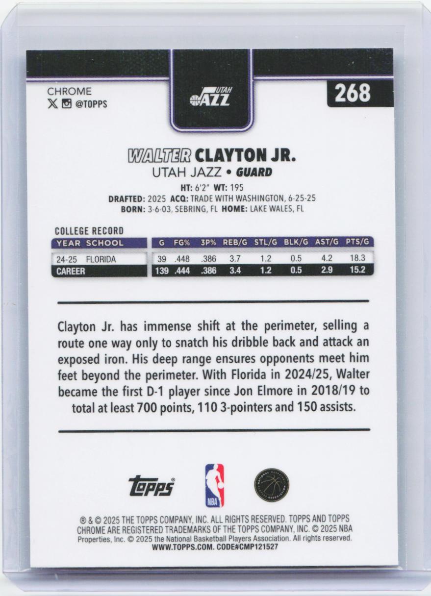 2025-26 Topps Chrome #268 Walter Clayton Jr. X-Fractor
