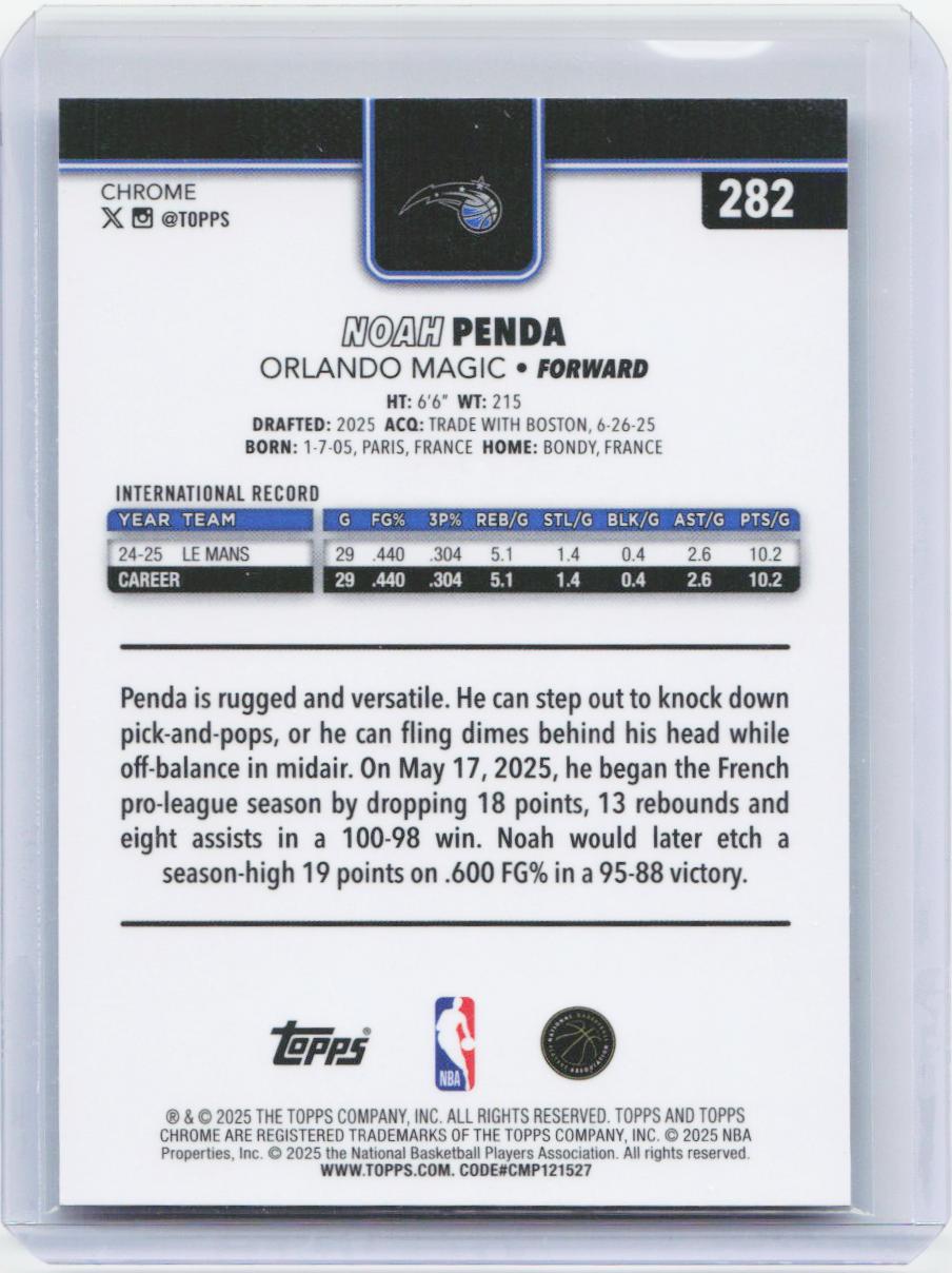 2025-26 Topps Chrome #282 Noah Penda X-Fractor