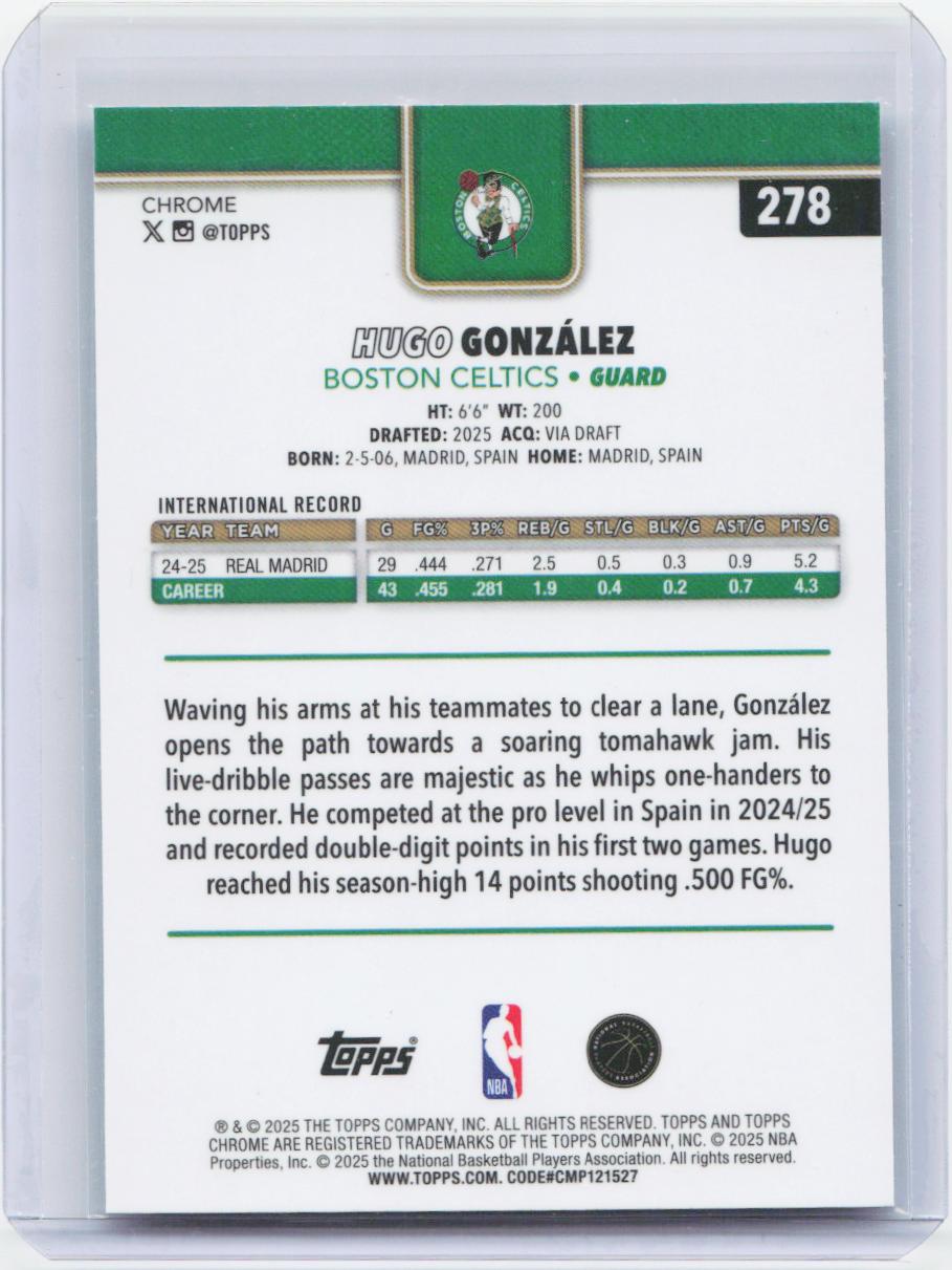 2025-26 Topps Chrome #278 Hugo González X-Fractor