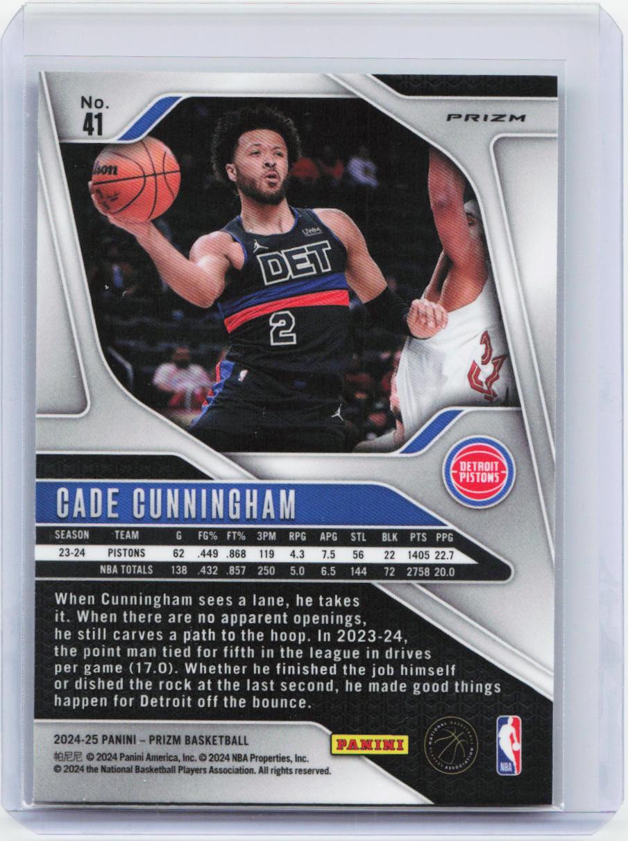 2024-25 Panini Prizm #41 Cade Cunningham Prizms Green