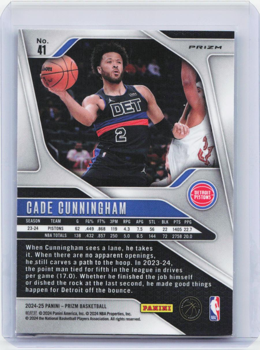 2024-25 Panini Prizm #41 Cade Cunningham Prizms Red White and Blue